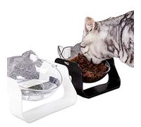 Msuiiixcccc 15° Adjustable Cat Food Bowl Protect The Cervical Spine Base Raise The Cat Bowl Dog Bowl (Black + White 2 Pieces)