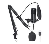 Msuiiixcccc 192KHZ/24Bit PC Streaming Podcast Mic Condenser Microphone USB Mic Kit with Sound Chipset Boom Arm Set