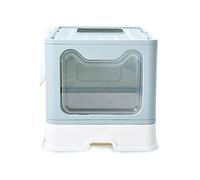 Msuiiixcccc Big Cat Toilet Foldable Litter Box Top-in Splash-Proof Bedpan Fully Enclosed Litter Box with Drawer (Blue)
