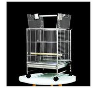 Msuiiixcccc Bird Cage Bird Cage Stainless Steel Starling Square Cage Black Phoenix Live Parrot Cage with Stand Ornamental Cage for Parakeets Love Birds Cockatoos Finches Bird Cages (Color : Silver)