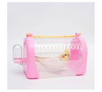 Msuiiixcccc Bird Cage Panoramic Outing Bird Cage Carry Parrot Bird Cage Portable Transport Cage Portable Transparent Cage Tiger Skin Canary Bird Cages (Color : Blue) (Pink)