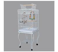 Msuiiixcccc Bird Cage Pet Interactive Racks and Movable Parrot Cages Are Suitable for Canaries Small Parrots Finches Love Birds and Parakeets Bird Cages (Color : White)