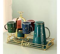 Msuiiixcccc Ceramic Household Living Room Nordic Water Cup Set Cup Cool Kettle Tea Cup High Temperature Set (Color : A, Size : 4-Cup Set)