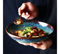 Msuiiixcccc Creative Glazed Tableware 8 Inch Ceramic Home Plate Dish Western Food Soup Plate