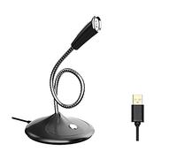 Msuiiixcccc Microphone 360° Adjust Freely Studio Speech Mini Mic Gaming Chatting Recording USB Microphone Desktop PC Laptop (Color : Red) (Black)