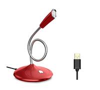 Msuiiixcccc Microphone 360° Adjust Freely Studio Speech Mini Mic Gaming Chatting Recording USB Microphone Desktop PC Laptop (Color : Black) (Red)