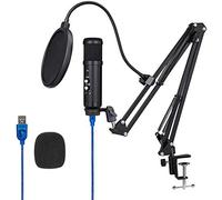 Msuiiixcccc Microphone for Computer Computer Microphone,PC Condenser Microphone,USB Omnidirectional Mic with Stand Suspension Scissor Boom Arm