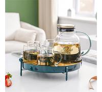 Msuiiixcccc Nordic Glass Tea Set Water Cup Cup Household Water Set Living Room Drinking Water Tea Cup Kettle Complete Set (Color : B, Size : As The Picture Shows)