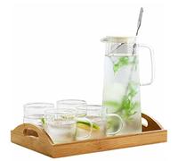 Msuiiixcccc Nordic Wind Glass Cold Kettle Heat-Resistant Large-Capacity Fruit Teapot Cold Kettle Cup Set (Color : A, Size : As The Picture Shows)