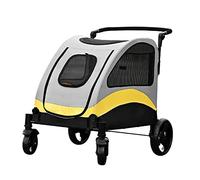 Msuiiixcccc Pet Stroller 4-Wheel Large Pet Stroller Foldable Dog Stroller with Suspension System Link Brake MAX Loading 60 Kg