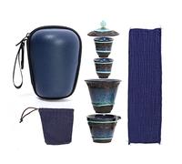 Msuiiixcccc Travel Tea Set Ceramic Glaze Porcelain Kettles Teaware Sets Drinkware Tea Ceremony (Color : Blue) (Blue)