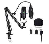 Msuiiixcccc USB Condenser Microphone for PC Phone Karaoke Youtube Studio Recording Podcast with Adjustable Arm Stand Shock Mount