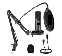 Msuiiixcccc USB Microphone Set 192KHz/24Bit Microfone Professional Cardioid Condenser Podcast Mic with Mute Button & Audio Jack