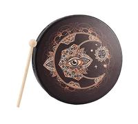 MSUIINT Tambor chamán, vegano chamán alquímico luna tambor de 10 pulgadas árbol de la vida decoración diseño tambor de mano con barra de tambor herramienta de curación de sonido para música