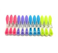 MSV 100399 - Pinzas bi-materias, 12 Unidades, Color Multicolor