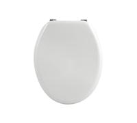 MSV 140003 Asiento para Inodoro con Tapa - de Madera de Densidad Media/Acero Inoxidable - 42,5 x 36,5 x 1,7 cm - Blanco