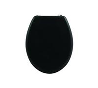 MSV 140342 - Asiento de inodoro con sujeción de acero inoxidable (madera DM, 42,5 x 36,5 x 1,6 cm), color negro
