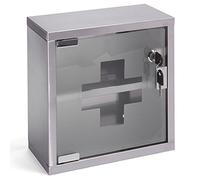 MSV 140489 Botiquín Botiquín Botiquín botiquín casero de acero inoxidable, 25 x 12 x 25 cm, automático «Tip-on», material de montaje y 2 llaves incluidas