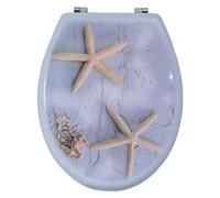 MSV Asiento de Inodoro con Estampado de Estrellas de mar, Acero Inoxidable, Multicolor, 30 x 20 x 15 cm