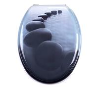 MSV Asiento de inodoro 140548 - MDF, bisagras acero inoxidable, diseño guijas