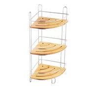 MSV 140612 - Estantería de ducha de ángulo, 3 niveles, bambú y metal, color beige