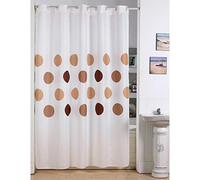 MSV 140782 Cortina de Ducha Poliéster + Plástico Polipropileno Círculo Blanco/Chocolate 180 x 200 x 0,1 cm - 12 Anillas Incluidas