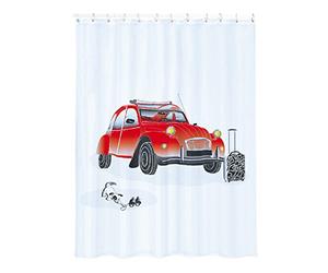 MSV 140814 Citroen 2Cv Cortina de Ducha 180x200cm Poliéster, PVC, Plata, 30x20x110 cm