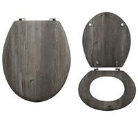 MSV 142239 Asiento de Inodoro (bisagras de Madera de bambú, Acero Inoxidable)