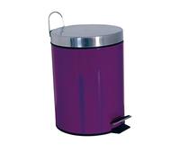 MSV 3 L Papelera Metal 3L Lila, Acero Inoxidable, Violeta, 25x17x17 cm