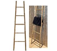 MSV 5 peldaños, Decorativo, Mueble de baño, toallero de bambú, 150 cm, Color marrón, 45 x 20 x 172 cm