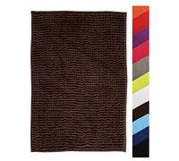 MSV - Alfombra de Baño Chenilla - Microfibra Suave Antideslizante de Secado Rápido - 60 x 90 cm - Chocolate - Lavable en Máquina - Ideal para Toda la Familia