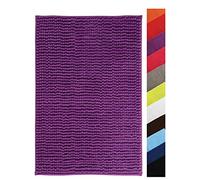 MSV - Alfombra de Baño Chenilla - Microfibra Suave Antideslizante de Secado Rápido - 60 x 90 cm - Violeta - Lavable en Máquina - Ideal para Toda la Familia