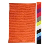 MSV - Alfombra de Baño Chenilla - Microfibra Suave de Pelo Largo Antideslizante - 40 x 60 cm - Naranja - Lavable en Lavadora - Gancho para Secado Rápido