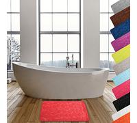 MSV - Alfombra de baño de guijarros - Base de látex Antideslizante - Apto para Suelo Radiante - 50 x 80 cm - Rojo - Comodidad y Seguridad para el baño