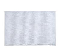 MSV - Alfombra de baño de Microfibra de Chenilla - Pelo Largo, Antideslizante - Lavable a máquina - Práctico Lazo para Colgar - Máxima Comodidad e higiene - Blanco - Individual - 50 x 80 cm