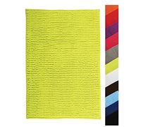 MSV - Alfombra de baño de Microfibra de Chenilla - Pelo Largo, Antideslizante - Lavable a máquina - Práctico Lazo para Colgar - Máxima Comodidad e higiene - Verde Claro - Individual - 60 x 90 cm