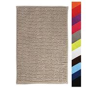 MSV - Alfombra de Baño Chenilla - Microfibra Suave Antideslizante de Secado Rápido - 60 x 90 cm - Taupe - Lavable en Máquina - Ideal para Toda la Familia