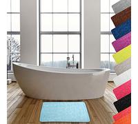 MSV - Alfombra de baño de Microfibra Pebble - Absorbente y Antideslizante - 50 x 80 cm - Azul Claro - Lavable a máquina - Secado rápido - Comodidad óptima para el baño