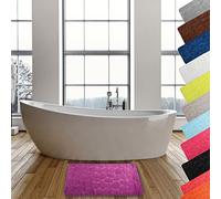 MSV - Alfombra de baño de Microfibra Pebble - Absorbente y Antideslizante - 50 x 80 cm - Morado - Suave, cómoda y de Secado rápido - Ideal para baño y Ducha