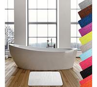 MSV - Alfombra de baño de Microfibra Pebble - Mayor Seguridad - Base Antideslizante - Uso en el baño - para niños y Personas Mayores - 40 x 60 cm - Blanco