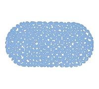 MSV - Alfombra de baño de PVC con piedritas - Antideslizante - Seguridad y Comodidad - 99 x 39 cm - Azul Claro - Superficie Texturizada - Apta para Todo Tipo de bañeras