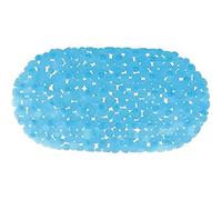 MSV - Alfombra de baño de PVC con piedritas - Antideslizante - Seguridad y Comodidad - 99 x 39 cm - Azul Transparente - Superficie Texturizada - Apta para Todo Tipo de bañeras