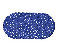 MSV Alfombrilla de bañera Pebbles 39x99cm en Azul Oscuro, Tela, 39 x 99cm