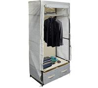 Msv Armario de Tela XL con 2 cajones, Plegable, para Camping, con Barra para Colgar, 75 x 45 x 160 cm, Poliéster, Gris Beige, 75x45x160
