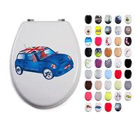 MSV Asiento DE BAÑO MDF 'Blue XS', Acero Inoxidable, Multicolor, 42.5x36.5x1.7 cm