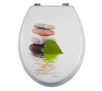 MSV Asiento DE BAÑO MDF Lingga-BISAGRAS DE Acero Inoxidable, Piedra-Verde, 42.5x36.5x1.7 cm