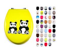 MSV Asiento DE BAÑO MDF Panda con BISAGRAS DE Acero Inoxidable, Multicolor, 42.5x36.5x1.7 cm