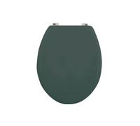 MSV - Asiento de inodoro CLÉO MDF - Bisagras de acero inoxidable - Almohadillas de cierre suave - Ø 370 x 450 mm - Verde oscuro mate - Acabado elegante - Confort e higiene para el baño