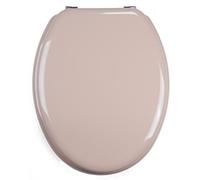 MSV 140019 - Asiento de inodoro con sujeción de acero inoxidable (madera DM, 42,5 x 36,5 x 1,6 cm), color beige