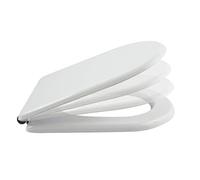 Msv Asiento de Inodoro con Tapa de MDF con Descenso automático y botón extraíble para la Limpieza en Color Blanco - Easy Fix Clip System